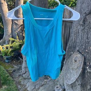 aerie Ribbed Tank Top - Turquoise Blue